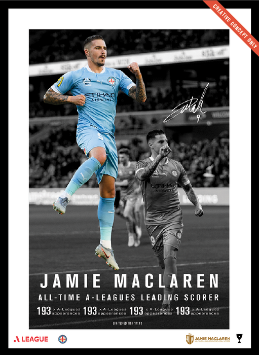 Jamie Maclaren All-Time Goal Scoring Record - SIGNED LITHOGRAPH