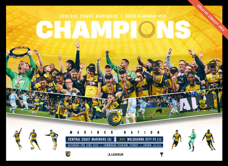 CENTRAL COAST MARINERS A-LEAGUE 2023 CHAMPIONS TRIBUTE FRAME
