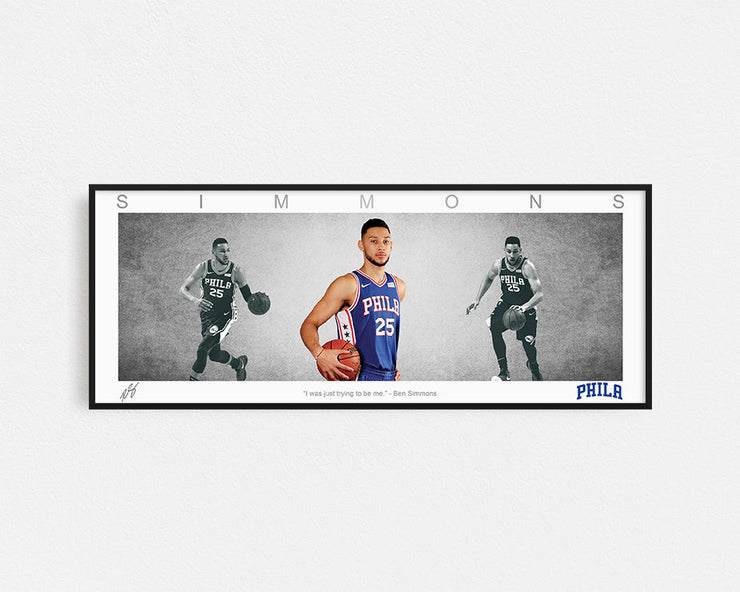 BEN SIMMONS PANORAMIC COLLAGE PRINT FRAMED WINGS