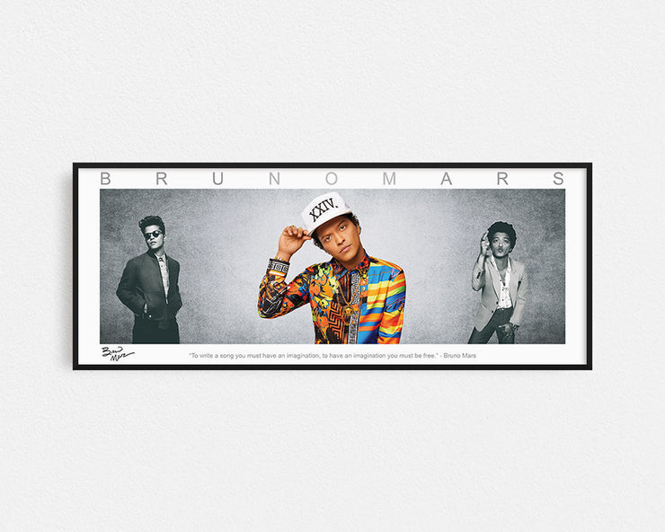 BRUNO MARS PANORAMIC COLLAGE PRINT FRAMED WINGS