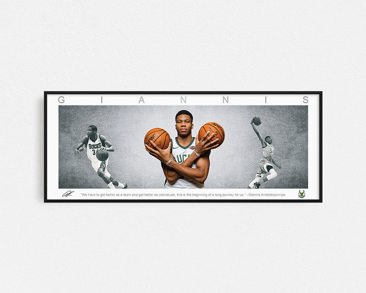 GIANNIS PANORAMIC COLLAGE PRINT FRAMED WINGS