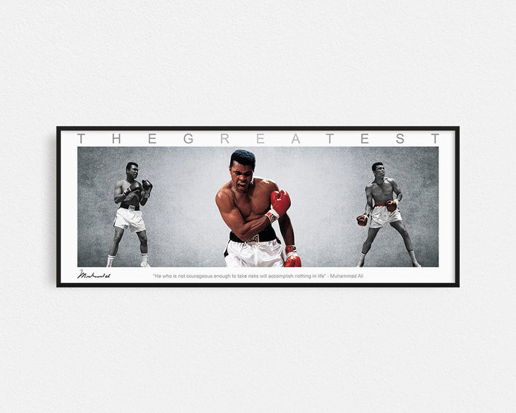 MUHAMMAD ALI PANORAMIC COLLAGE PRINT FRAMED WINGS