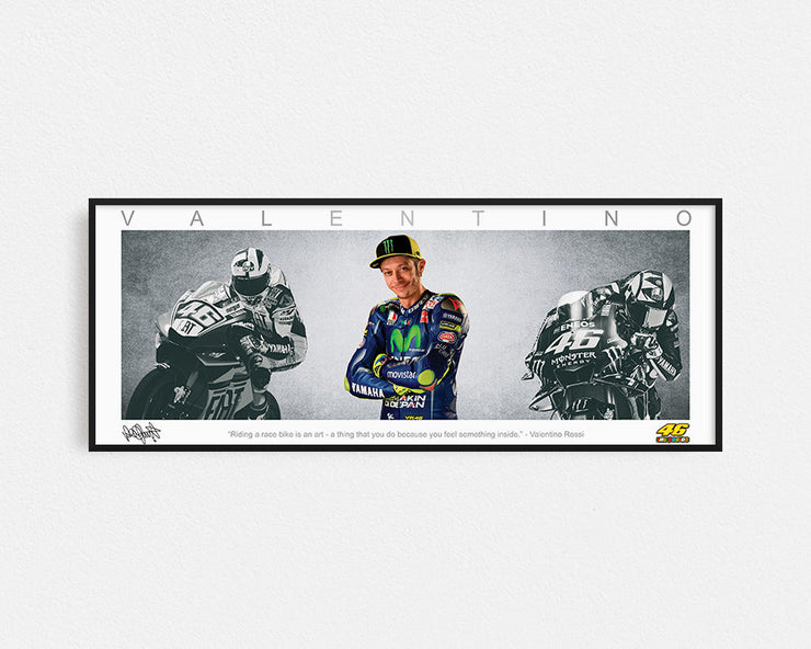 VALENTINO ROSSI PANORAMIC COLLAGE PRINT FRAMED WINGS