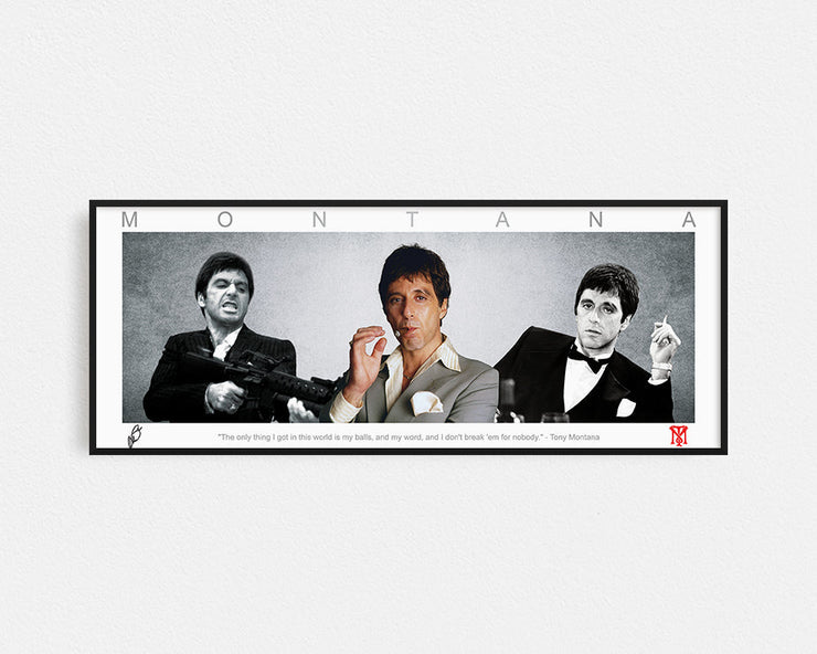 SCARFACE PANORAMIC COLLAGE PRINT FRAMED WINGS