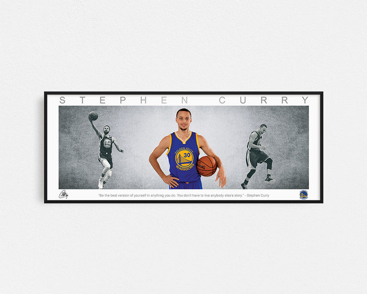 STEPH CURRY PANORAMIC COLLAGE PRINT FRAMED WINGS