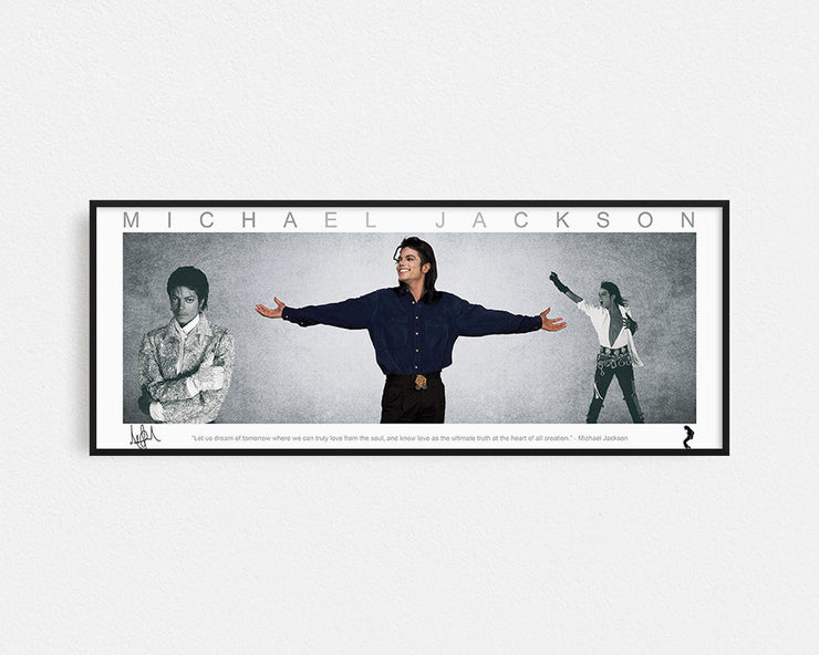 MICHAEL JACKSON PANORAMIC COLLAGE PRINT FRAMED WINGS